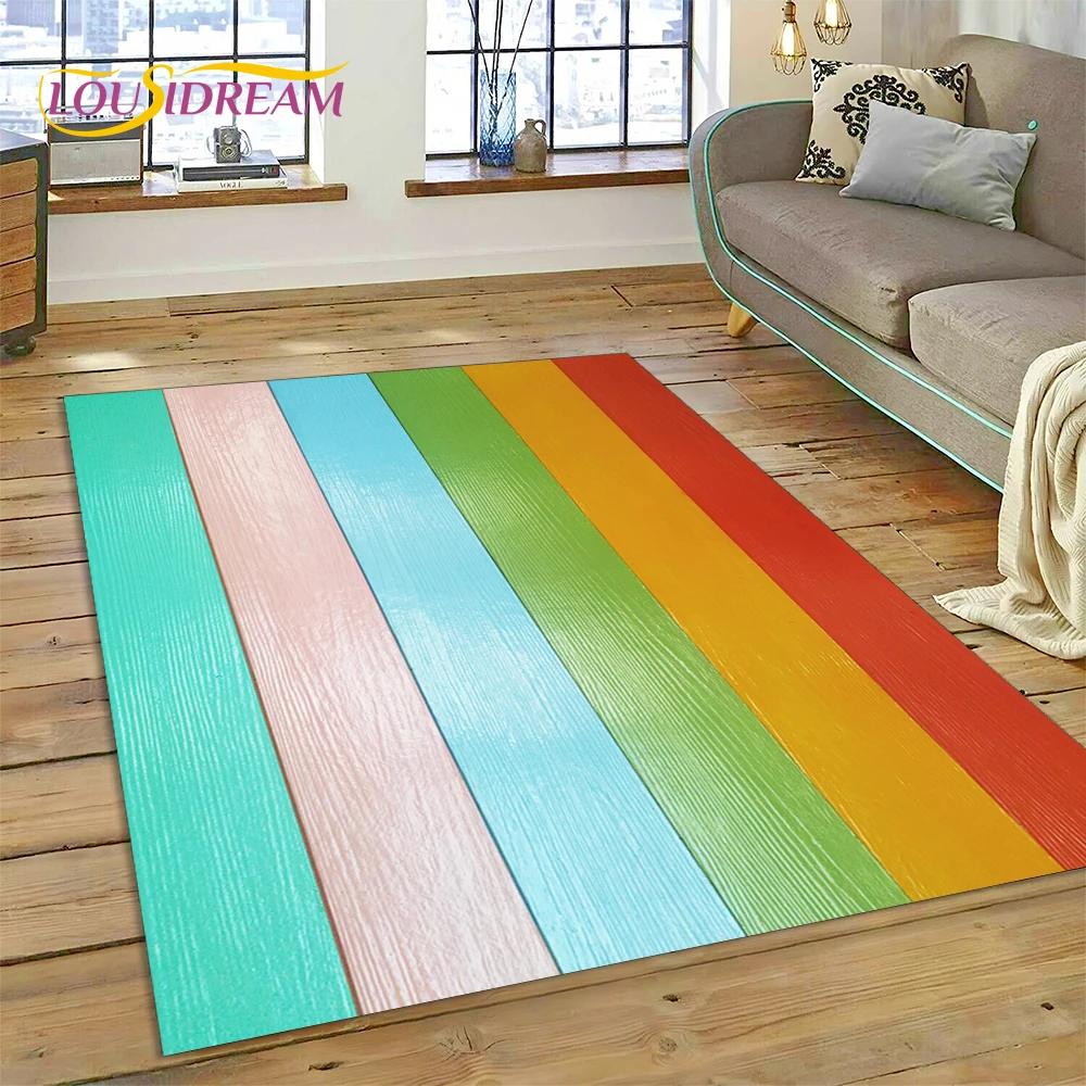 3D Bunt Holzmaserung Holz Kundenspezifischer Teppich Teppich für Wohnzimmer Schlafzimmer Dekor, Fußmatte Rutschfeste Dekoration für Sofa Fußmatte