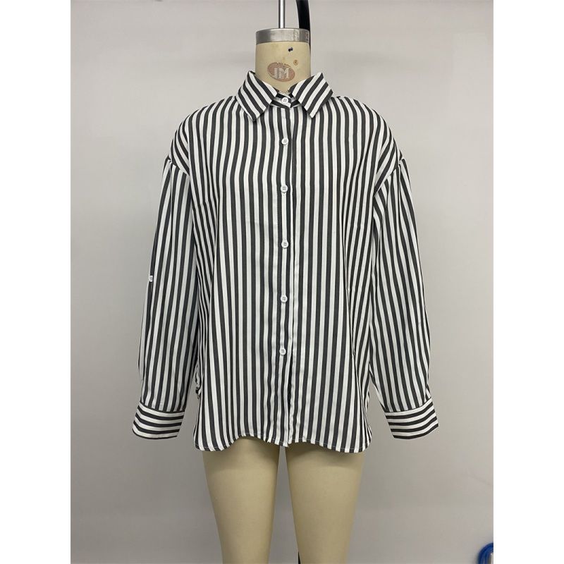 Autumn Women Blouse Striped Ladies Tops Autumn Leisure Stripe Long Sleeve Shirts