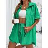 Women's New Fashion Casual Two-Piece Solid Color Loose Shorts & Short-Sleeved Shirt Set