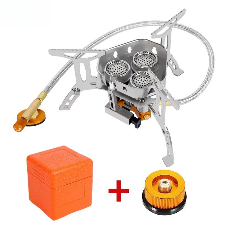 Outdoor Gas Stove Camping Backpack Stove 5800W Portable Burner Cooking Stove with Fuel Tank Adapter, Piezoelectric Ignition