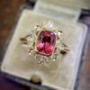 Huitan Gorgeous Geometric Deep Red Cubic Zirconia Finger Ring for Lady Temperament Elegant Women Accessories Vintage Jewelry New