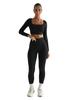 2024 Winter Women's Solid Color Long Sleeve Square Neck Two-Piece Slim Fit Fashion Suit