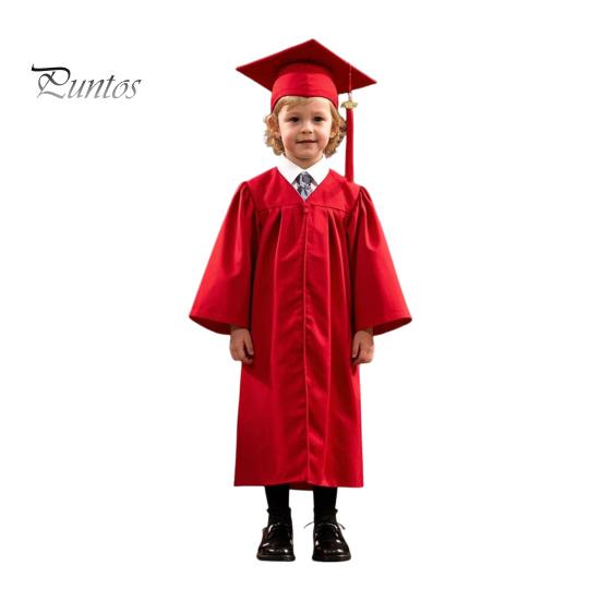 Children Kindergarten Graduation Uniform with Hat And Tassel V Neck Knee Length Long Sleeve Zipper Closure Elementary Graduation Robe Kids Graduation