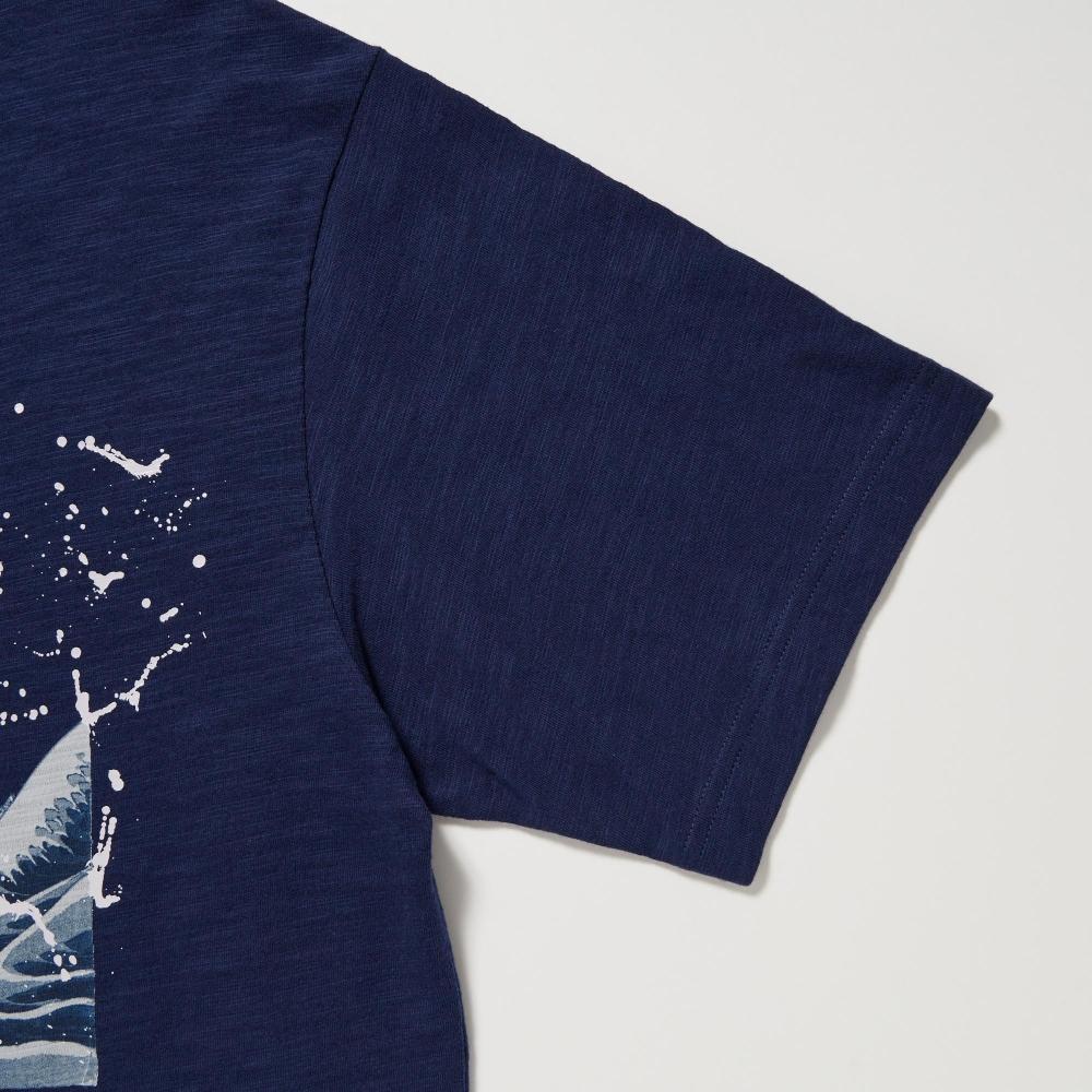 Uniqlo יפן Hokusai Art Of Water UT חולצת טריקו גרפית שרוול קצר שרוול רגיל 