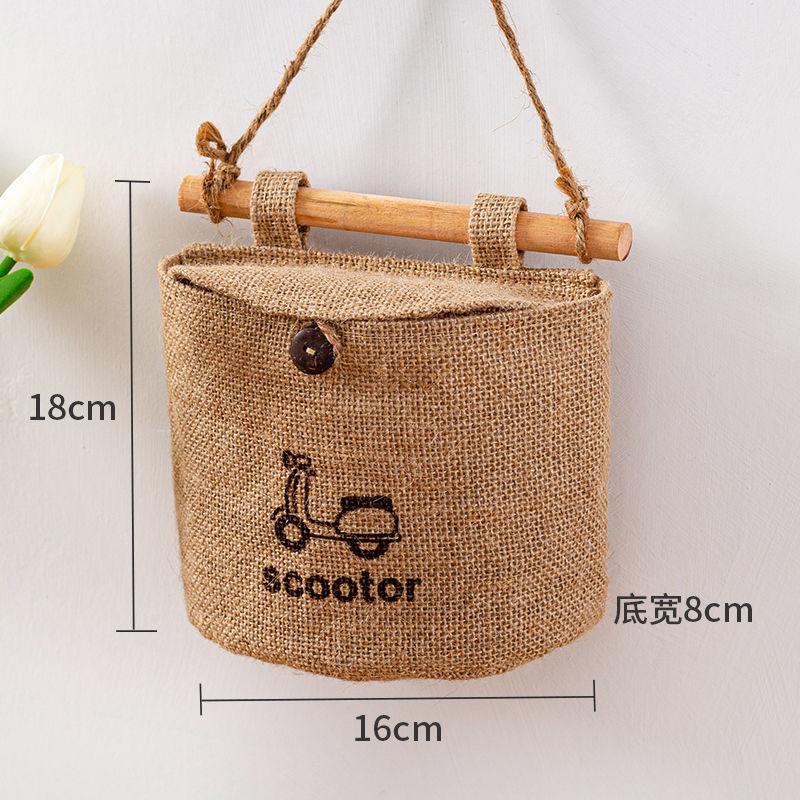 

Джутовый настенный мешок для хранения, органайзер с крышкой, кухонные мелочи, водонепроницаемый карман для ключей, для украшения дома своими руками