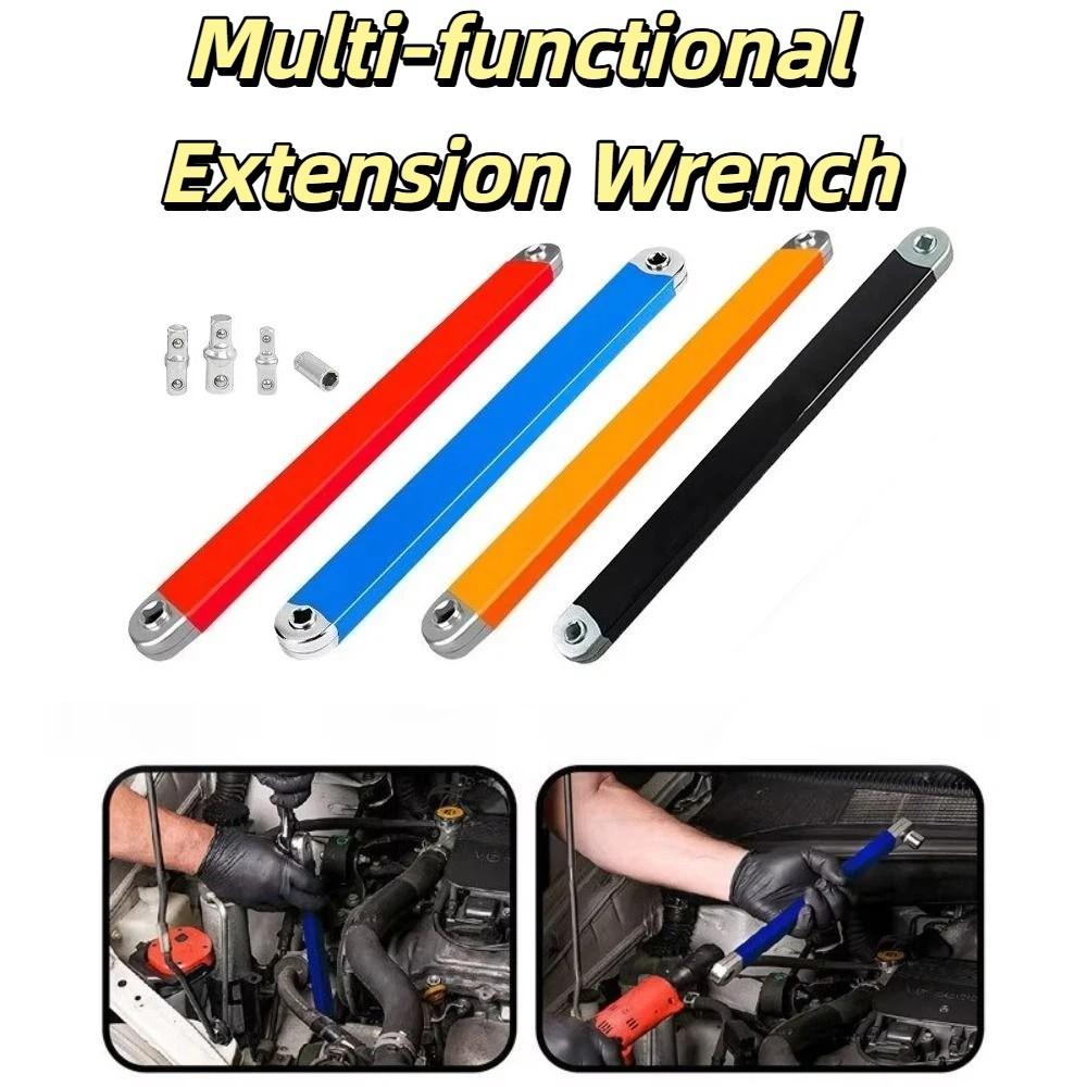 4 Adapter Extension Wrench Tight Space Tool 1/2" 1/4" 3/8" Professional Offset Extension Wrench Socket Hand Tool