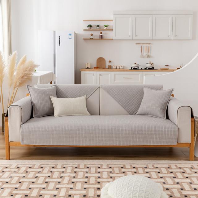 Four Seasons Universal Sofa Cover Plaid Sofa Cushion Simple Thin Anti -Slip Dust -Proof Sofa Cushion Towel Home Protection