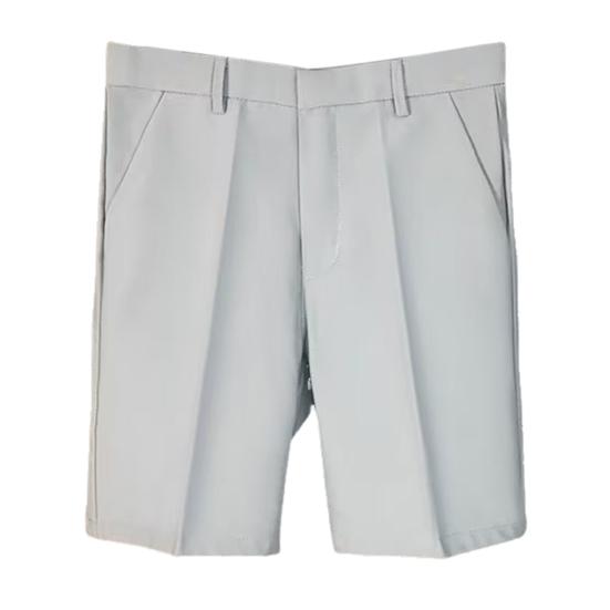 Men Suit Shorts Mid-rise Zipper Fly Pockets Straight Wide Leg Shorts Solid Color Casual Shorts Streetwear