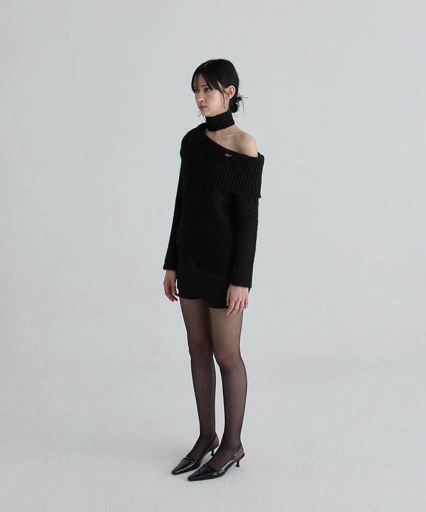 NOT YOUR ROSE Scarf Symbol Knit Set (Black)
