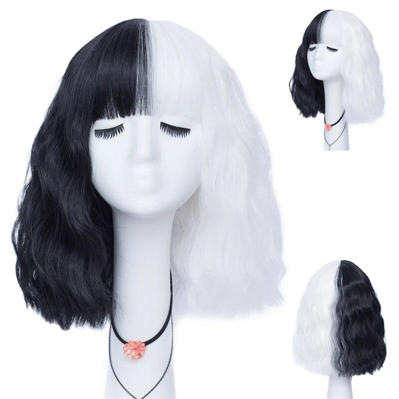 Kurze lockige blaue Bobo-Synthetik-Cosplay-Perücken für Frauen, Orange, Rot, Grün, natürliches hitzebeständiges Haar mit Pony für Mädchen