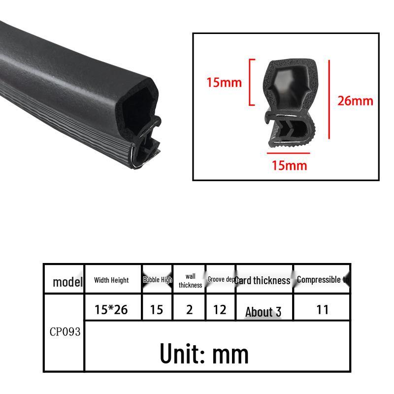 U-Shaped Rubber Steel-Backed Sealing Strip for Car Doors and Cabinets