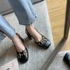 Fashion Shoes Female 2024 Hot Sale One-word Buckle Women's Pumps Autumn Square Toe Solid Metal Decoration Chunky Heels Mary Jane Pumps
