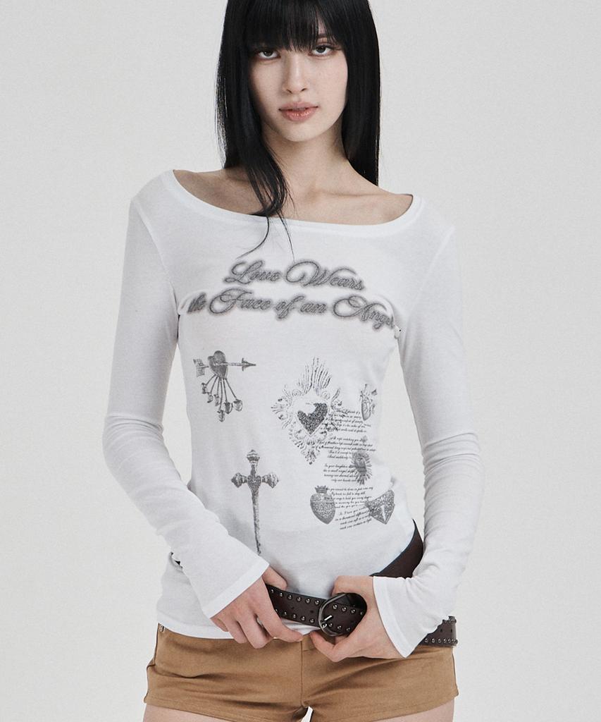 ILLIO White Vintage Heart Longsleeve