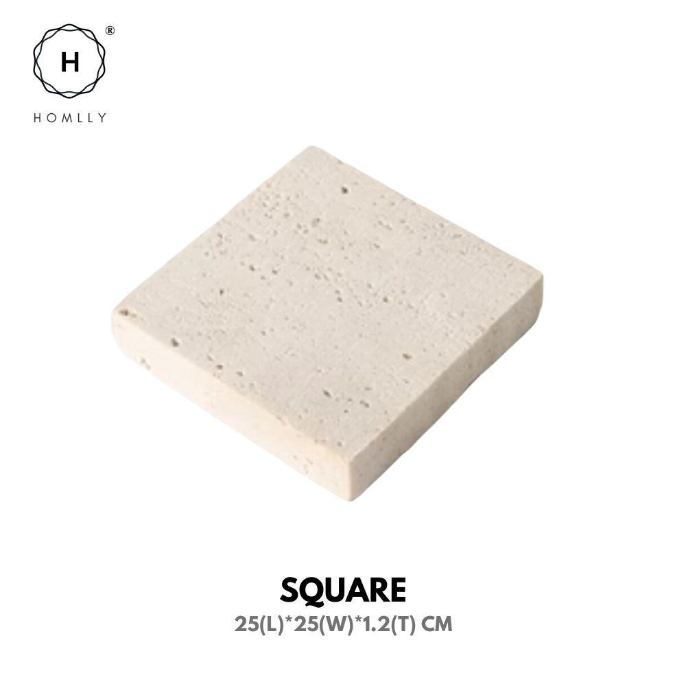 Homlly Beige Travertine Decorative Stone Tray Slab (X5 PCS)