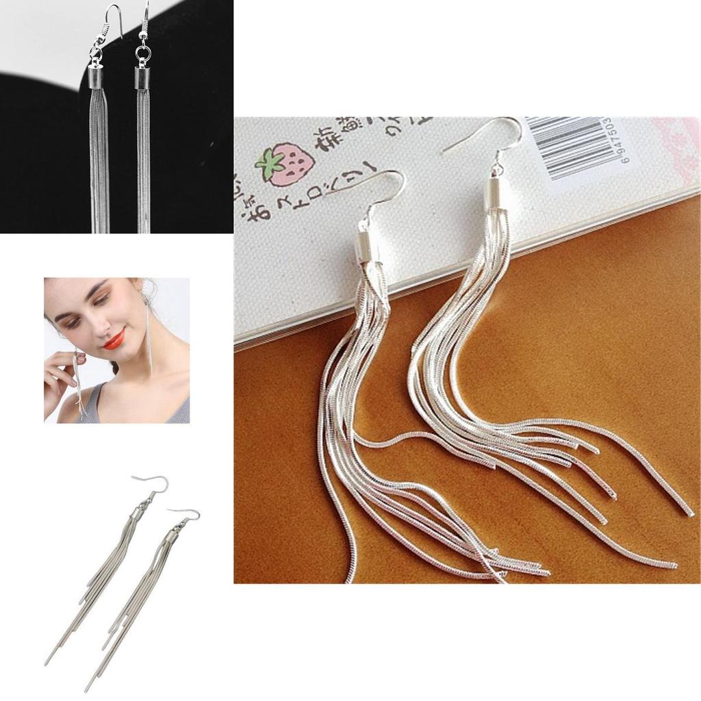 Elegant 2018 Silver Long Tassel Earrings For Women With Stylish Drop Design