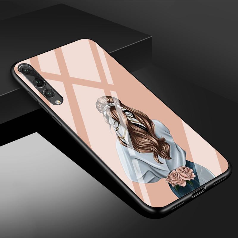 

Женский чехол из закаленного стекла для телефона Huawei P20 P30 P40 P40 Lite Pro Psmart Mate 20 30 Cover Shell Mate 30 Pro