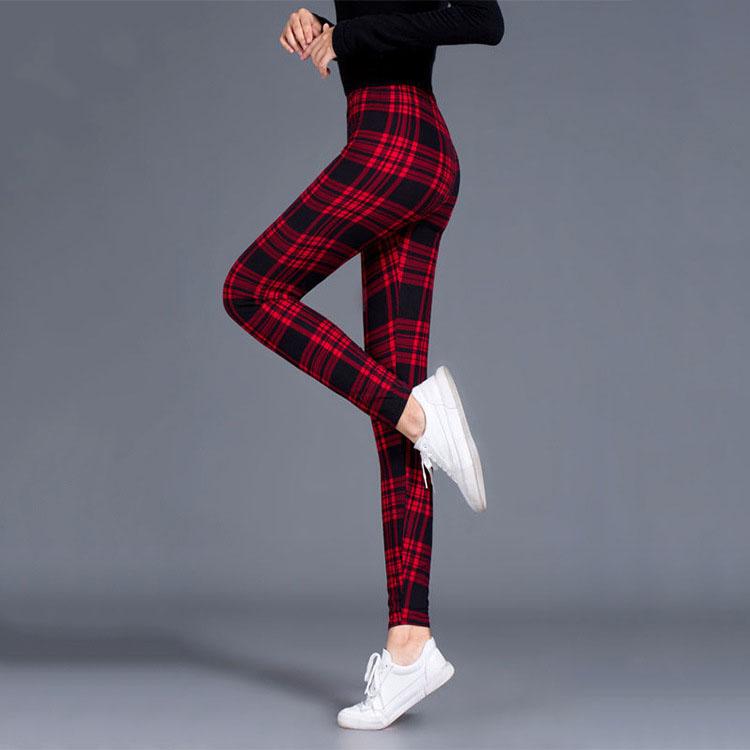 Karierte Leggings für Damen, sexy Hosen, Push-Up-Leggings, modische Fitness-Leggins, Übergröße, Hose mit hoher Taille