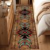 Mexican Long Runners Rug,Rustic Country Native American Abstract Geometric Neutral Carpet Runner for Hallway Dining Room Foyer
