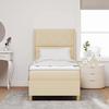 Box Spring Bed with Headboard Cream 90 x 200 cm Fabric