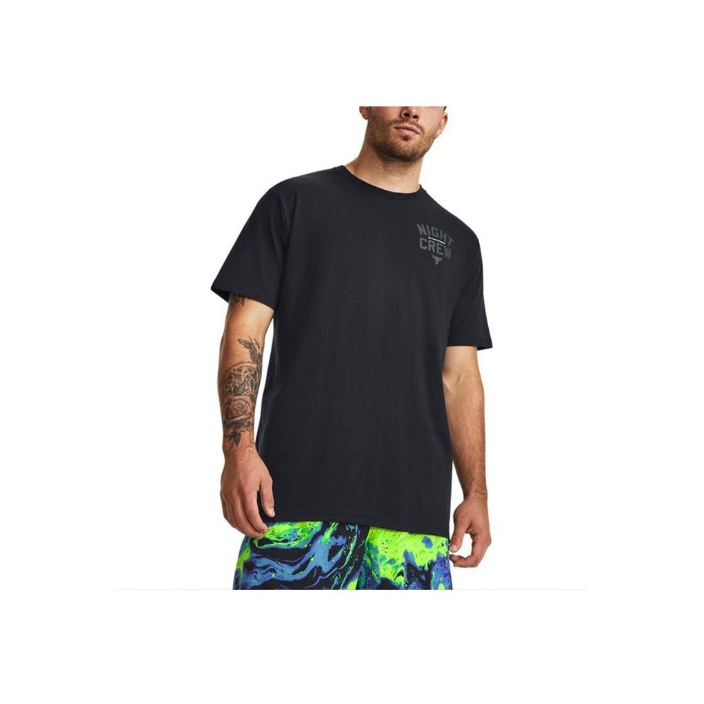 Under Armour Johnson Series Night Letter Print Crew Neck Sports T-Shirt Men Tops Black 1379751-001