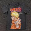 New Naruto Unisexga Retro Cover Naruto Print Pure Cotton Short Sleeved Loose Top with Fashionable Pattern for Unisex and Women