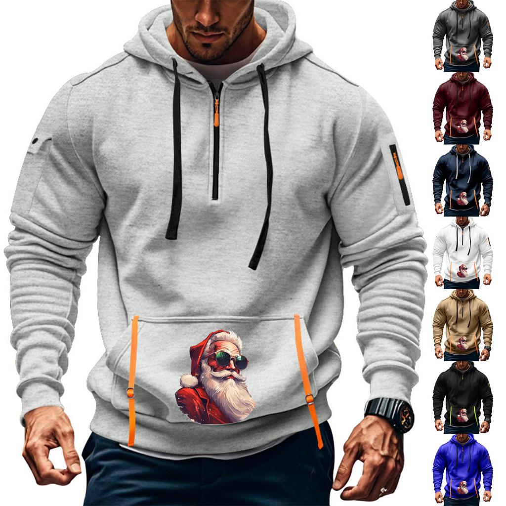 Men's Printed Sweatshirt Hoodie Zipper Arm Pocket Cardigan Men's Sports Large Size Casual Hoodie