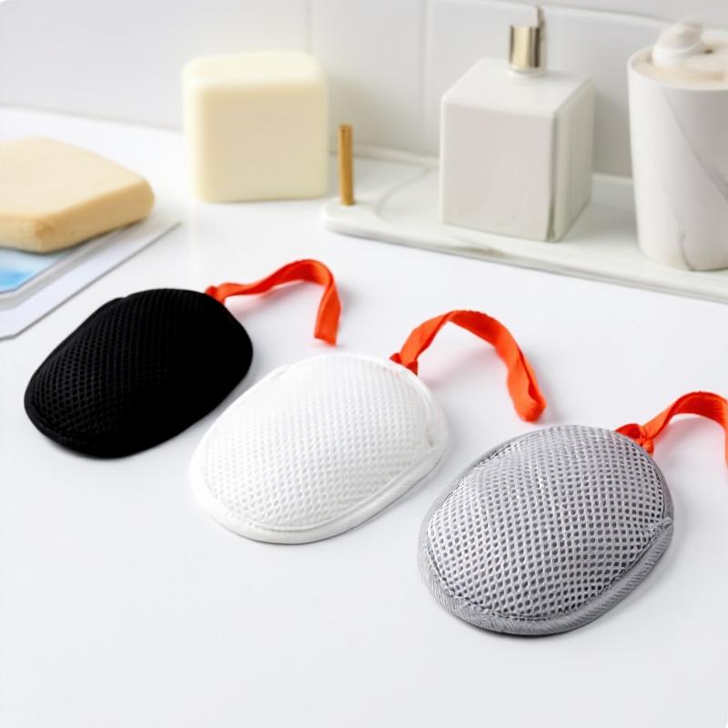 1 PCS Double-Sided Square/Oval Soap Bag Bath Cleansing Foaming Net Body Exfoliating Scrubber Sponges Bathroom Mesh Soap Pocket