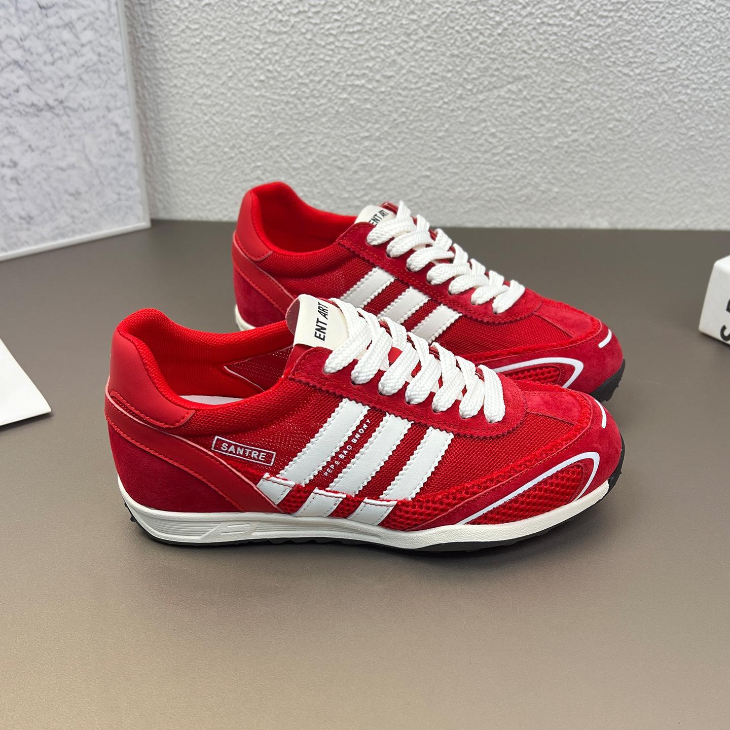 

European niche design sense increases internal height German training shoes women s 2025 summer color matching breathable retro casual shoes Forrest G 40 красный