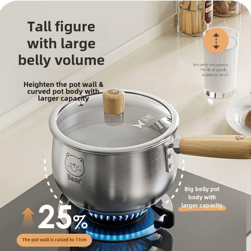 316 stainless steel pot super thick baby food pot stainless steel  soup baby milk  cooking one pot