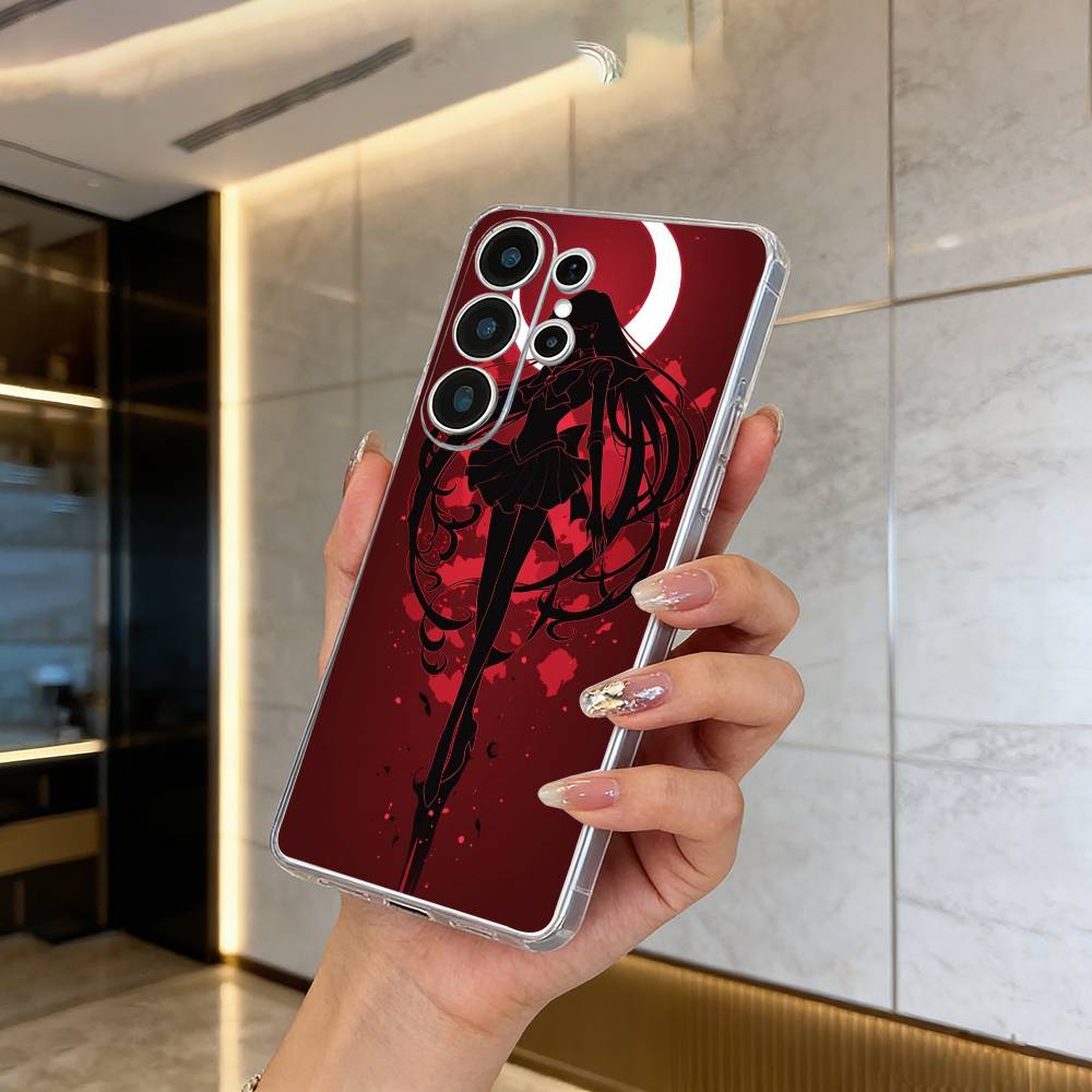 Sailor M-Moon-Usagi Tsukino Clear Soft Silicone Phone Case forSamsung S25, S24, S21, S22, S23, S30, Ultra, S20, Plus