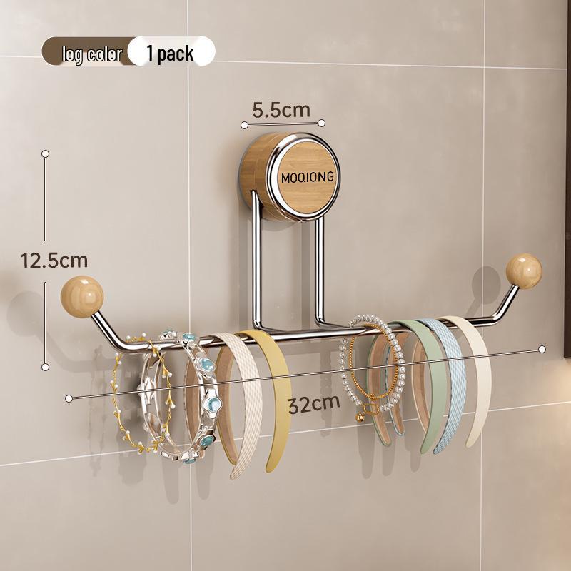 Stainless Steel Double Ball Adhesive Hook, Punch-Free Wall-Mount with Vacuum Suction for Bathroom