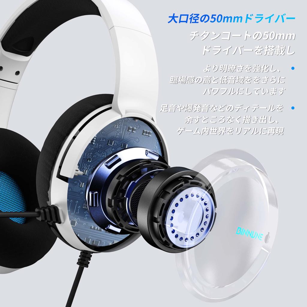 BINNUNE Gaming PS5 Xbox with Mute 50mm Low Noise for FPS Xbox Headset, Headset, 3.5mm Wired, Headset, Microphone, Function, Driver, Latency,