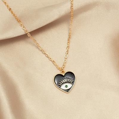 New Jewelry Gold-plated Dripping Oil Love Devil's Eye Necklace Celebrity Street Shot Fashion Personality Collarbone Chain Women