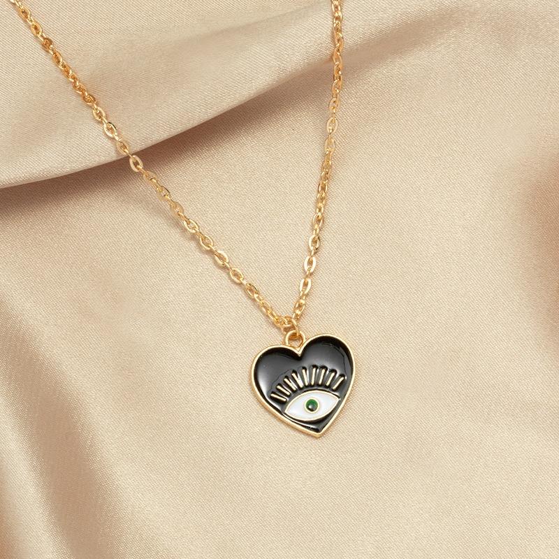 New jewelry gold-plated dripping oil love devil's eye necklace celebrity street shot fashion personality collarbone chain women