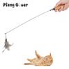 Frühlings-Katzen-Teaser-Stab Feder Holzgriff Katzenspielzeug Elastische Feder Haustierspielzeug