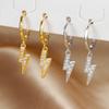 Yuedane Stainless Steel Zircon Lightning Pendant Hoop Earring for Women Simple Fashion Huggies Cartilage Piercing Jewelry Aretes