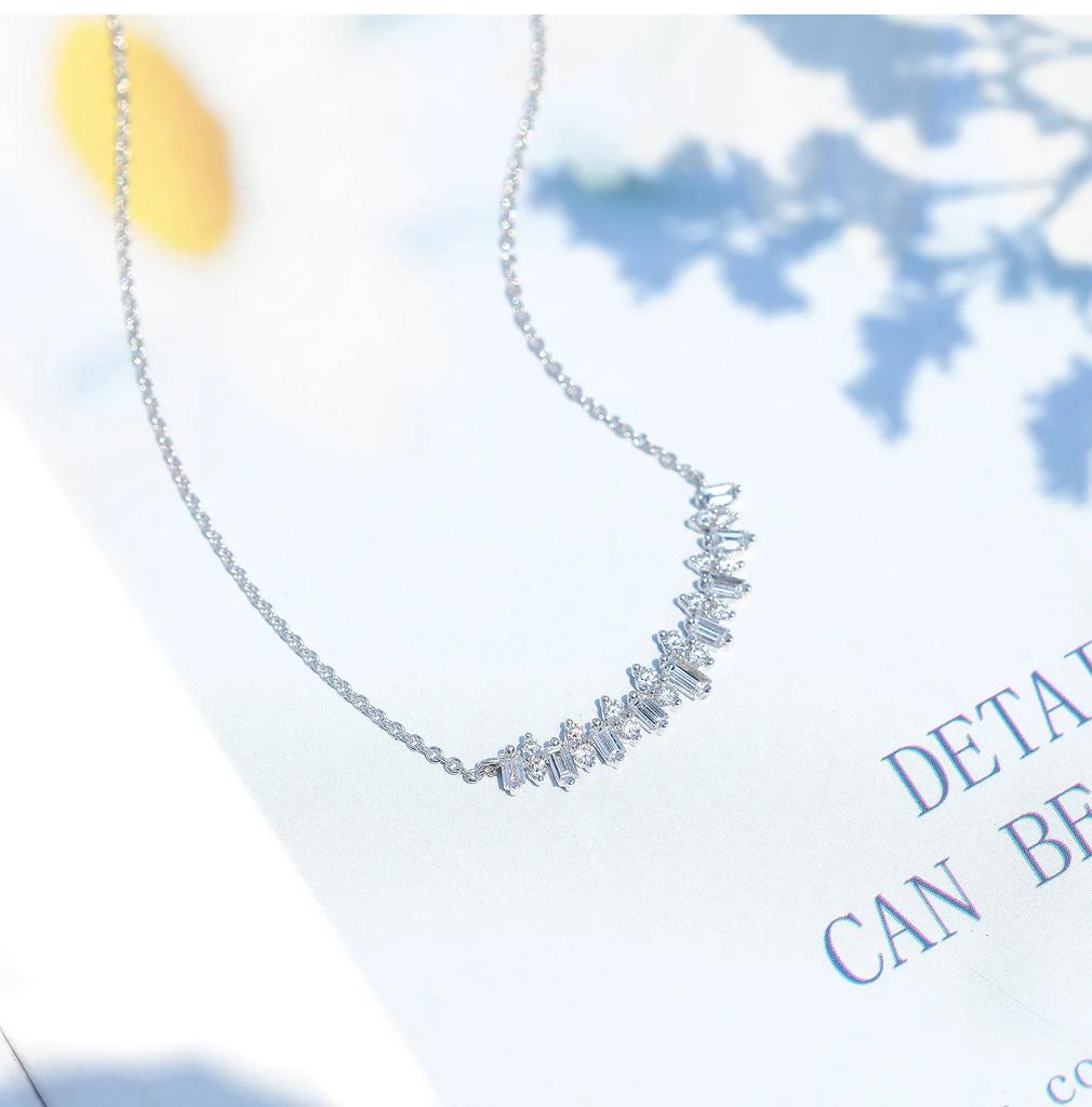 NEW Hot Sale 925 Sterling Silver AAA Zircon Diamond Smile Necklace Simple Design Fashion Women Jewelry Wedding Party Gift
