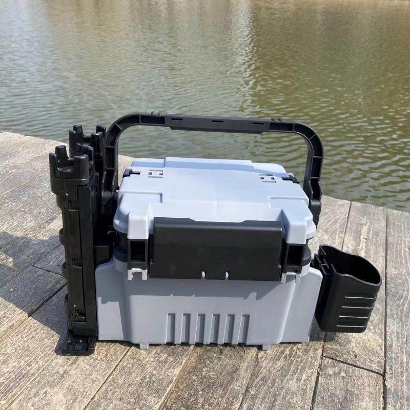 Multifunctional Large Capacity Fishing Gear Storage Box with Rod Holder
