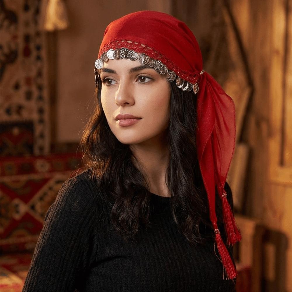 Crochet Belly Dance Accessories Pretty Dance Costume Headwear Fashion Coin Headscarf  Gypsy Dance