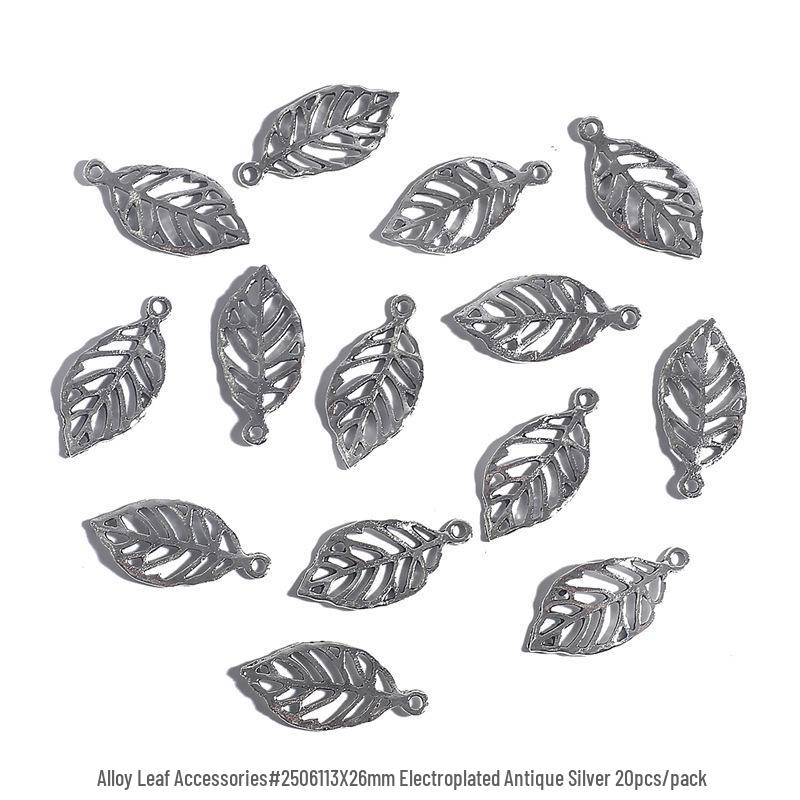 Handmade Antique Silver Leaf Jewelry Accessories for DIY Bracelets and Necklaces.