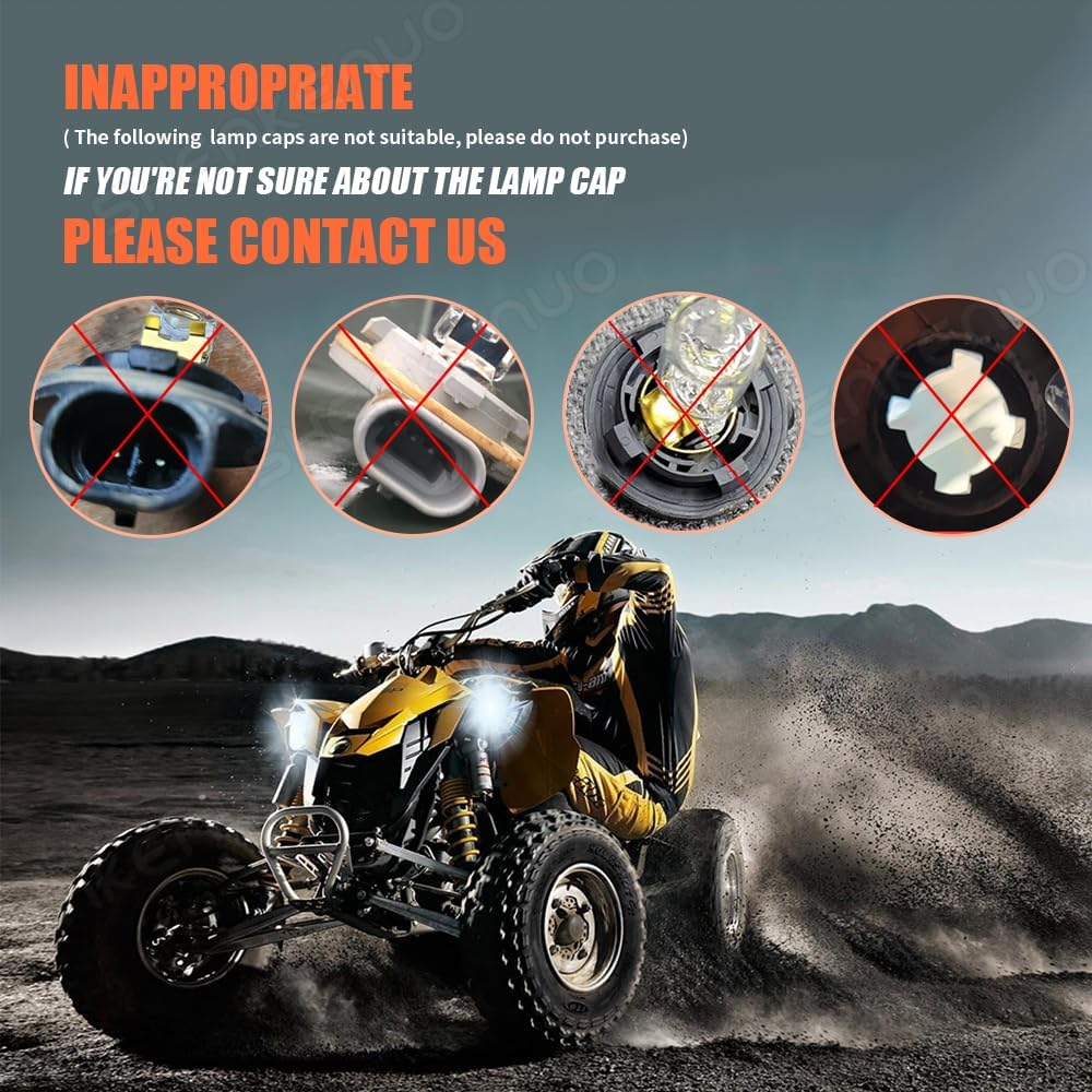 Fit For Kawasaki Teryx Mule Brute Force 750 2009-2020 LED Headlight Bulbs.HR3 LED Light Bulb White,2x5730 Chips 34901-A21 92069-0019 LED Bulbs Hi-Lo