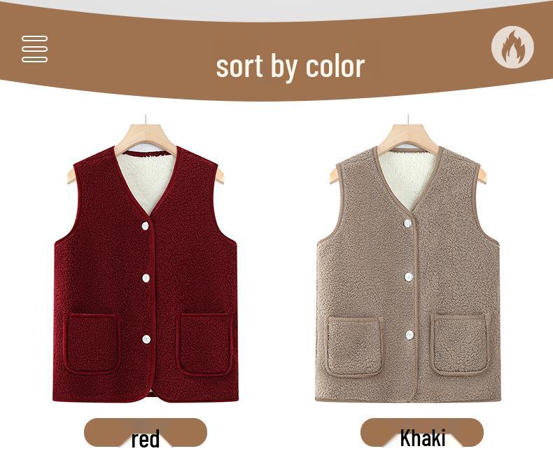 Women's Lamb Fleece Vest Coat - Warm Winter Fashion for Mom