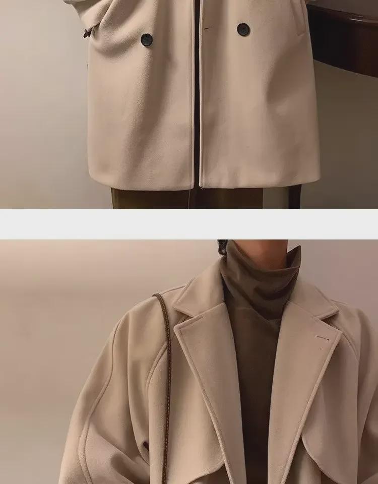 2024 Men's Double-Breasted Woolen Windbreaker: Mid-Length Loose Fit for Autumn/Winter