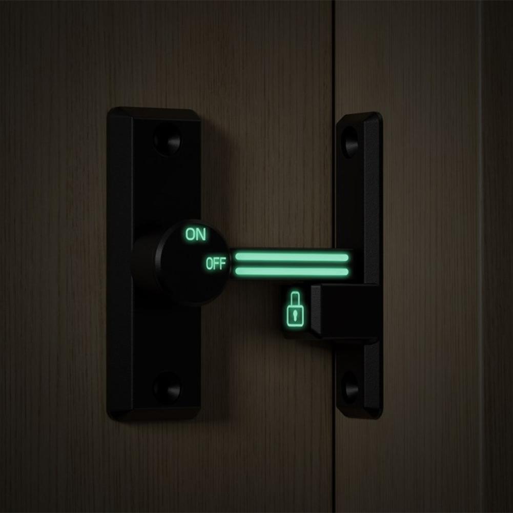 Door Latch Luminous Sliding Door Lock 90 Degree Barn Bolt Zinc Alloy Gate Latch Lock Window Cabinet Hook Lock Buckle Hardware