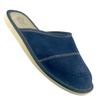 Navy Blue Suede Men's Slippers, Velvet Men's Leather Slippers 45