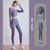 Seamless Yoga Set: Women's Long Sleeve Top & High Waist Peach Lift Pants for Gym & Running