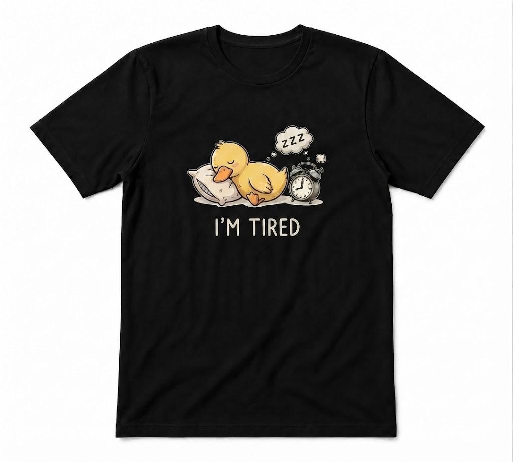 Goose Duck I'm Tired Iced Coffee Black T-shirt