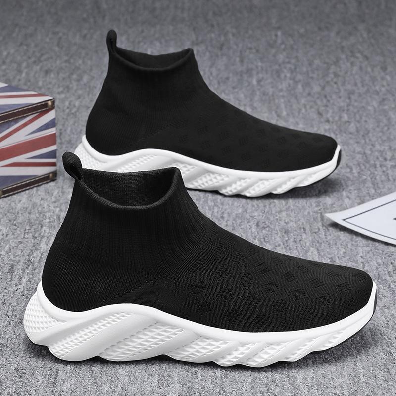 Large Size Summer Breathable High-top Fly-woven Shoes Men's New Running Soft-soled Casual Mesh Sports Trendy Shoes
