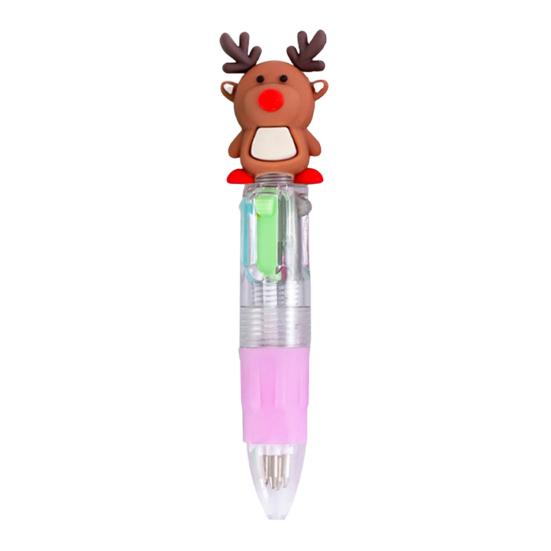 Christmas Ballpoint Pen Snowman Reindeer Topper Designs Multi-Color Writing Pen Fun Holiday Gift for Students Friends