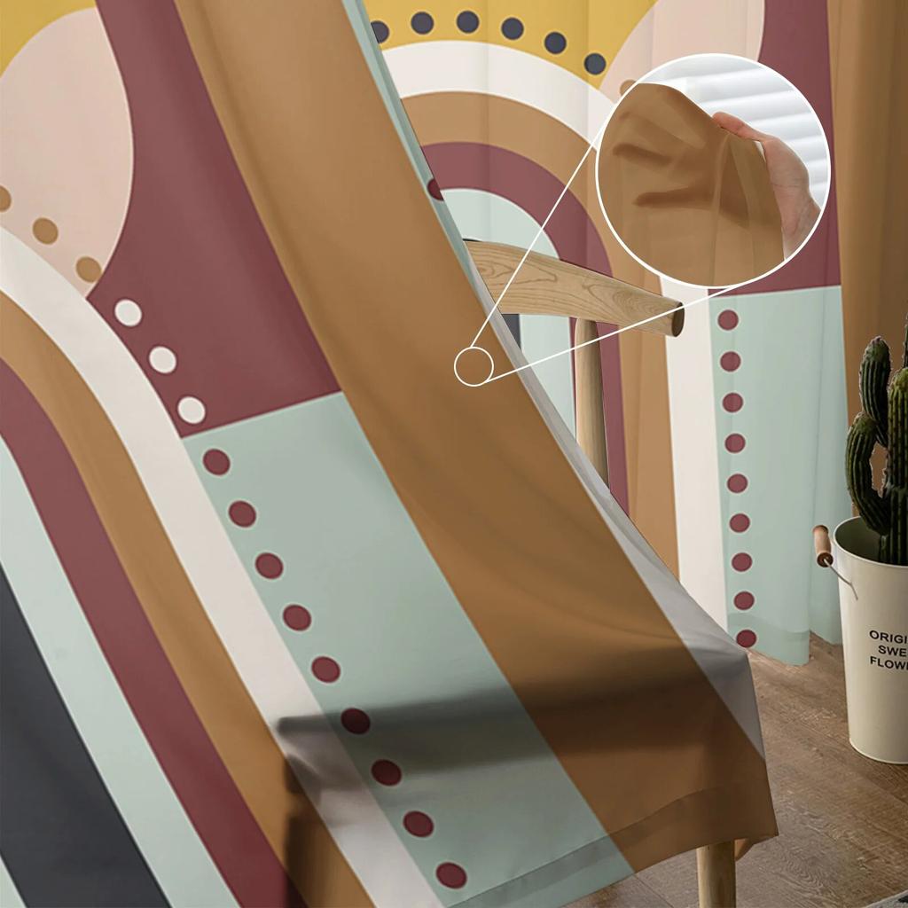 Abstract Medieval Geometry Bedroom Transparent Sheer Curtains Holiday Decoration Window Voile Tulle Curtain